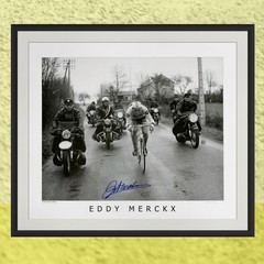 Eddy Merckx Signed Print, Paris-Nice 1967, 24 x 20 Inch Cycling Photograph