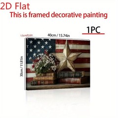 Vintage Flag Lone Star Old Books Wildflowers Canvas Wall Art, Tabletop Decor