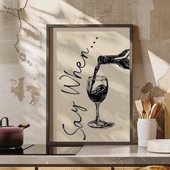 Wine Bottle Line Art Poster | Chic Dining Room Decor