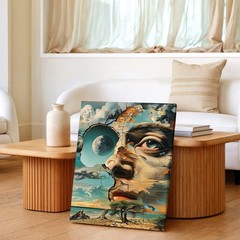 Wall Art Surreal Face Moon Ocean Landscape Canvas Print Dreamlike Modern Decor