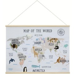 Extra Large World Map Poster for – Embroidered 32×24 Canvas Wall Hanging with…