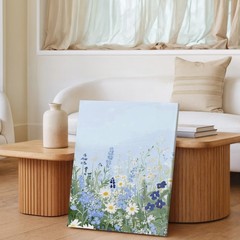 Blue And White Wildflower Meadow Canvas Wall Art Floral Nature Print Home Decor