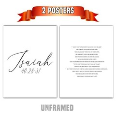 Isaiah 40:28-31, Bible Verse Quote, Set of 2 Poster Prints, Home Wall Art Décor