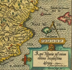 Ancient 1590 One of the Earliest Map Of Spain; 100% Cotton Canvas, Wooden Hanger