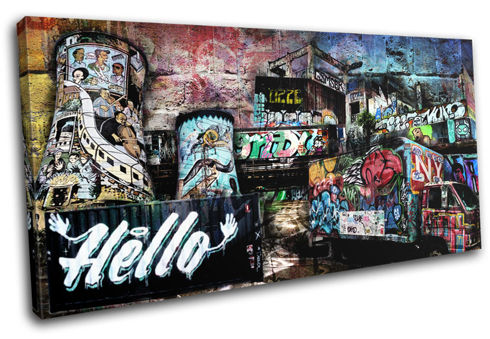 Industrial Grunge Graffiti Urban SINGLE CANVAS WALL ART Picture Print