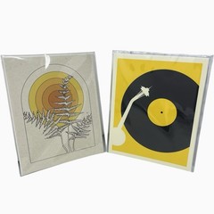2 Art Prints 8×10 Retro Style Vinyl Record Seattle Space Needle 70’s Botanical
