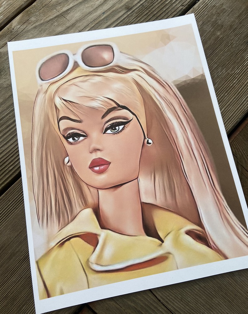 Retro Barbie Portrait Art Print 8×10 – Silkstone Beauty #165A