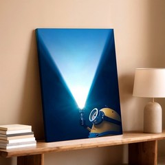 Wall Art Cute Yellow Cartoon Character Flashlight Poster Print Kids Room Decor