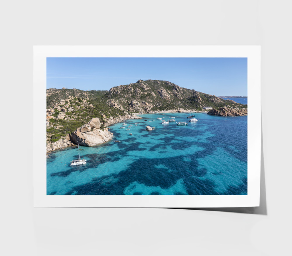 Mountain Print, Boats On Sea Wall Art, Skyline Framed Beach Wall Art, Coastal