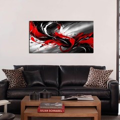 Black White and Red Abstract Print Picture Painting Large Canvas Wall Art for…