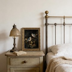 Gold Framed Wall Art, Vintage Blue Bird Canvas Prints – Rustic Nature Bird on…