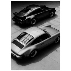 Porsche 911 Black & White Poster, Vintage Sports Car Wall Art, Luxury Decor