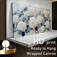 White Floral Canvas Wall Art for Bedroom Large Botanical Landscape Modern Art…