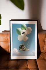 Retro Green Nike Air Force One Sneakers Poster, Vintage Sneaker Wall Art