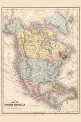 North America 1867 Vintage Antique Style Map Poster 12×18