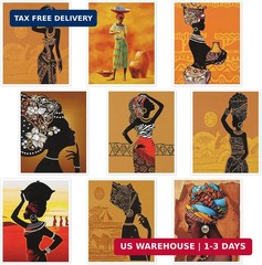 Tenare 9 Pcs African American Wall Art Black Women Canvas Wall Decor African Ame