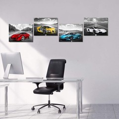 Framed Black & White Car Poster Wall Art – Sports Cars Decor for Teen Boys, Offi