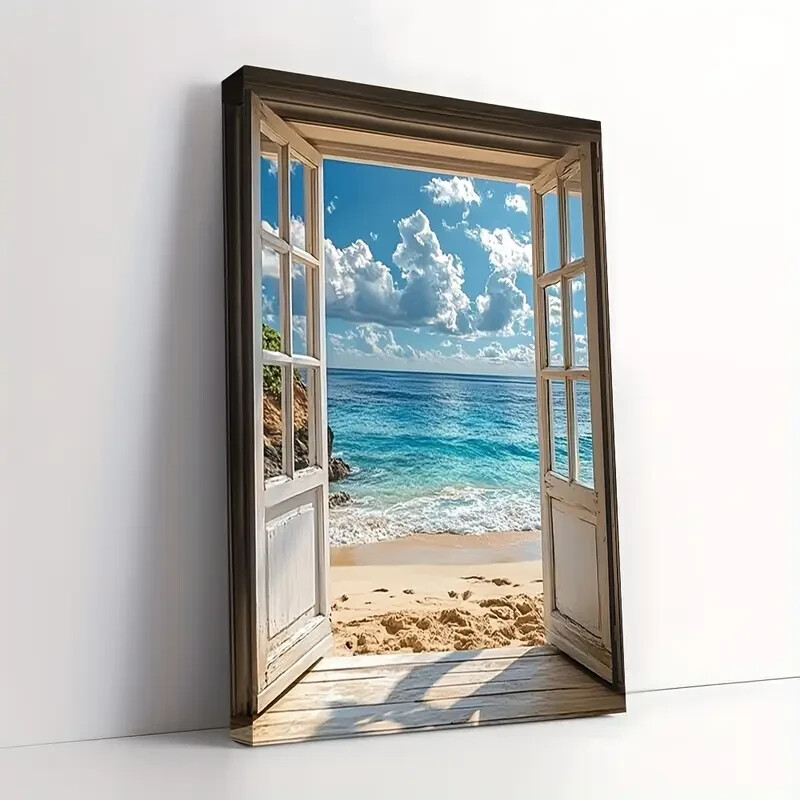 Framed Canvas Sea Beach Blue Seascape Wall Art – Perfect for Living Room