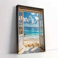 Framed Canvas Sea Beach Blue Seascape Wall Art – Perfect for Living Room