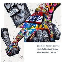 Pop Art Canvas Wall art Graffiti Colorful Hands Banksy Street Art Wall decor