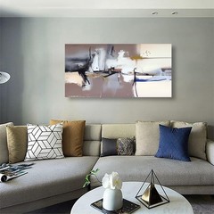 Neutral Abstract Canvas Wall Art 40×20 Inches Framed Beige Brown Black Textur…