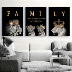 3pcs Modern Abstract Lion Family Inspirational Quotes Art Pictures