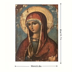 Canvas Art Framed Antique Orthodox Virgin Mary Prayer Religious Icon Decor
