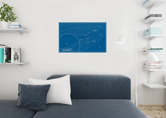 Solar System Blueprint Educational Chart Cool Wall Decor Art Print Poster 36×24