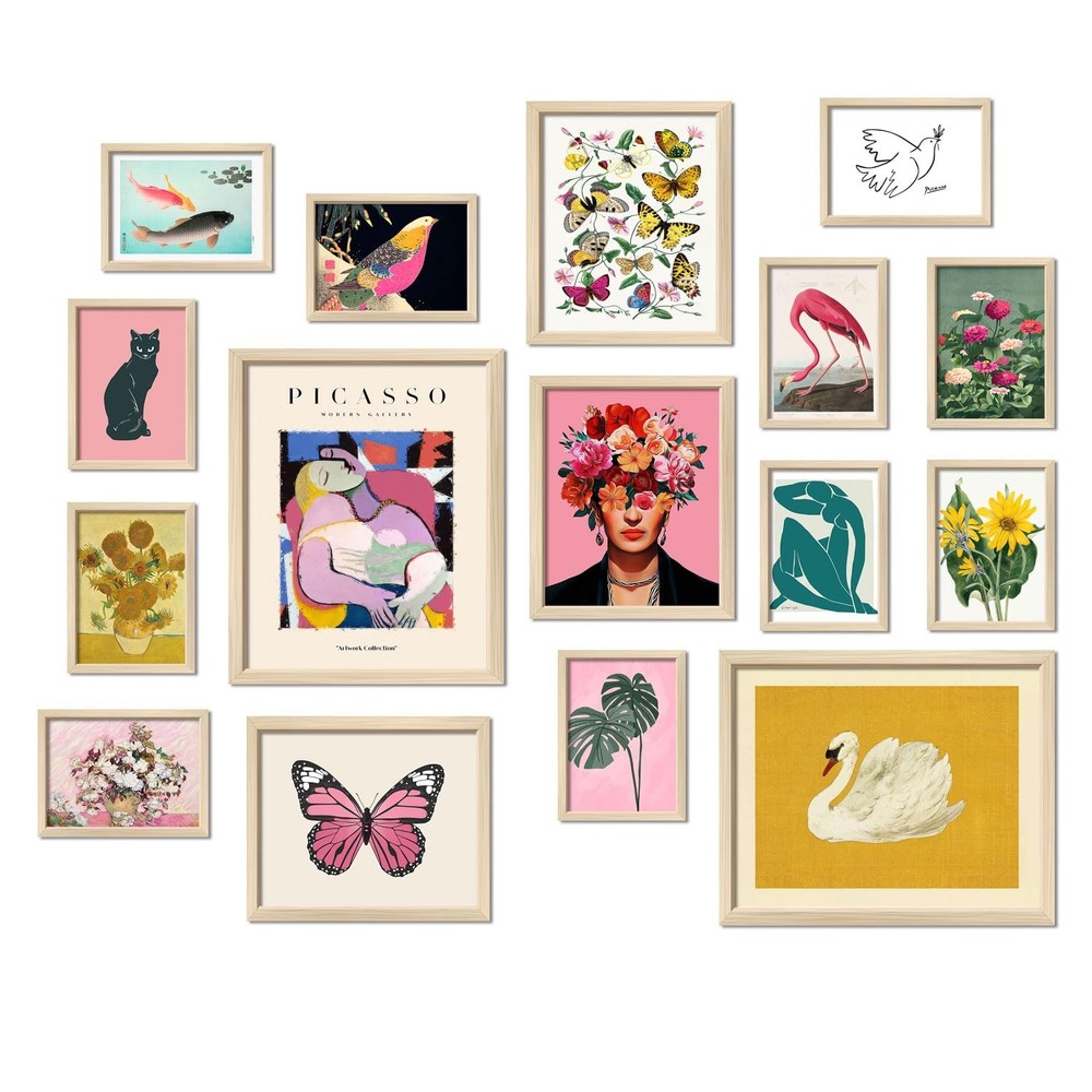 16 PCS Framed Eclectic Wall Art Decor, Modern Maximalist Home Gallery Wall Fr…