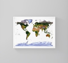 World Map, Gall Stereographic Projection World Map, Framed World Relief Map