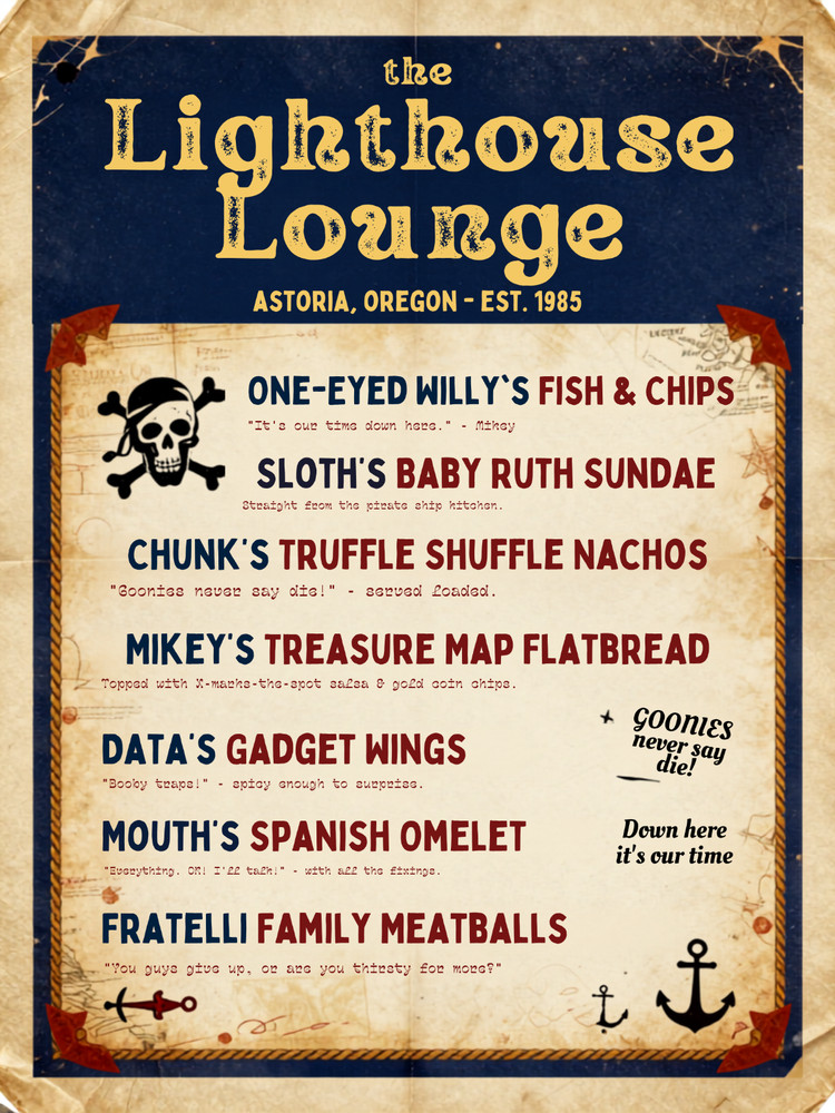 The Goonies Lighthouse Lounge Menu Style Wall Collage Poster Print
