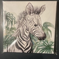 Zebra Wall Art Canvas Print 8”X 8” Wall Hook Zebra🦓 & Palm Tree🌴