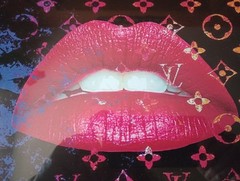 Fairchild Paris Art Print Fashion Designer Hot Pink Lips Louis Vuitton Framed