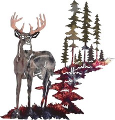 Rustic Deer and Tree Metal Wall Art, 11.8×7.9 Inch, Versatile Home Decor
