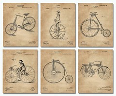 6 Bicycle Patent Wall Art Prints – 8×10 in. – Cycling Cyclist Gifts – Bike Decor