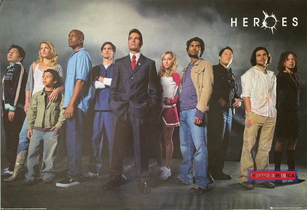 663109 Heroes Tv Sitcom Cast Shot Photo Wall Print Poster