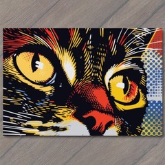 Art Print Cat Pop Art Halftone Cartoon Bright Colorful Fun Cute Colors Happy