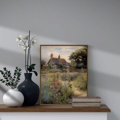 Canvas Wall Art English Cottage Garden Farmhouse Decor Framed 8x10in Floral