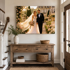 Personalized Wedding Photo Canvas Print Bride Groom Wall Art Anniversary Gift