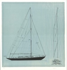 OLIN STEPHENS New York 32: Sail Plan, 1947 SIGNED 30.5″ x 29″ Serigraph 2004 Con