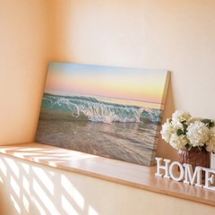 Sunrise Ocean Wave Crashing on Sandy Beach Canvas Wall Art Print Decor