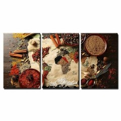wall26 – World Map Made from Spices – Canvas Wall Art Home Decor 3 Panels