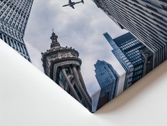 Dramatic Low-angle View Of Towering Skyscrapers Converging Towards A Wall Art