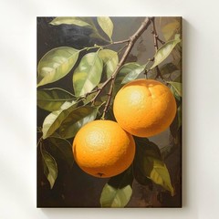 Timeless Orange Still Life Canvasclassical Painting With Dramatic Lighting Wall