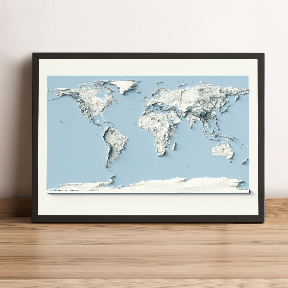 World Map, World 2D Relief Map, World Vintage Map – 2D Flat