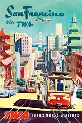 1950s “San Francisco via TWA” Vintage Style Air Travel Poster – 24×36
