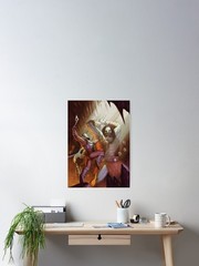 Warrior vs Giant Poster Epic Fantasy Battle Wall Art Hero Monster Print-Unframed
