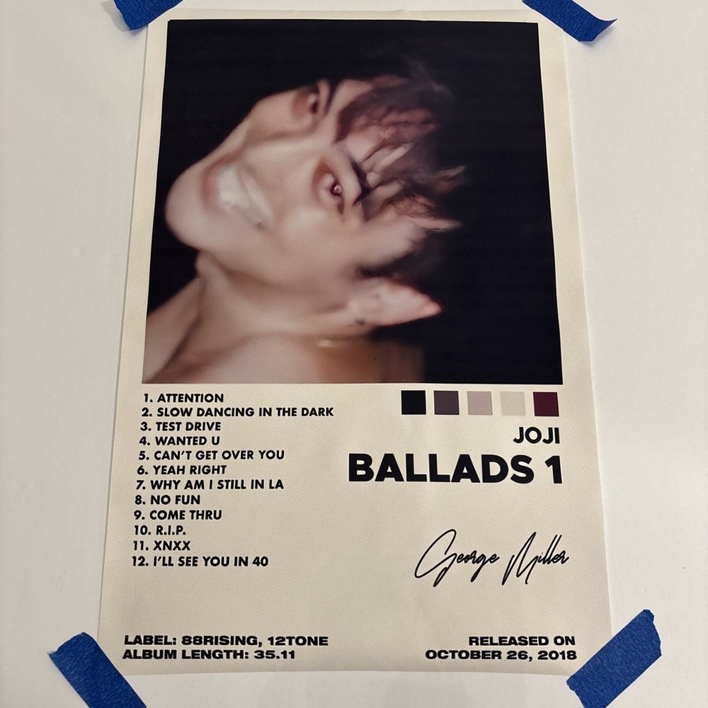 Joji Ballads 1 Album ✅ Singer Songwriter ✅ Wall Art Canvas Poster ✅ 12×18 inch