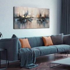 Abstract Canvas Wall Art for Bedrooom Blue and Gray Wall Decor for Living Roo…
