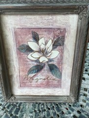 Set of 2 Exclusive Wall Art Framed with Glass Blooming Magnolia Bud 10,5″x12,5″